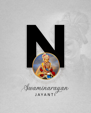 Swaminarayan Jayanti image with a portrait and the letter 'N'