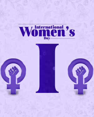 International Women's Day graphic with female symbol and raised fist