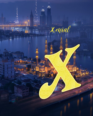 Xenial logo over a nighttime view of Dubai with a mosque in the foreground