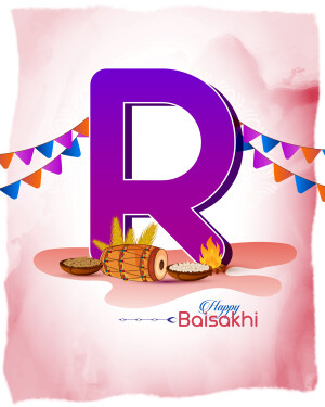 Letter R with Baisakhi decorations