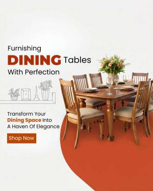 A wooden dining table and chairs set arranged in a brightly lit room with a shop now button