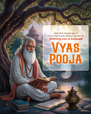 Image depicting Guru Veda Vyasa with Vyas Pooja text