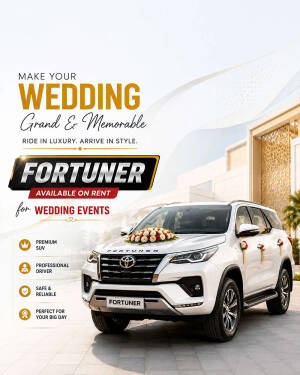 White Toyota Fortuner decorated for a luxury wedding event rental