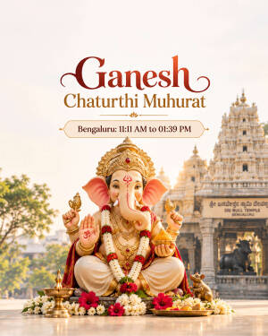 Lord Ganesha statue in front of Bull Temple with Ganesh Chaturthi Muhurat timings