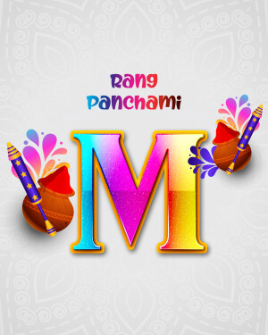 Rang Panchami festival graphic with letter M