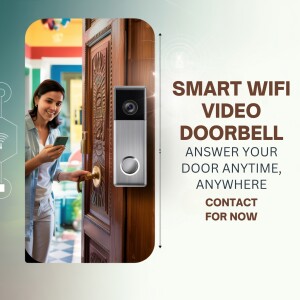 Woman using a smart video doorbell with a smartphone