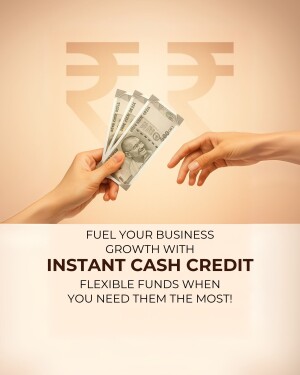 Hand to hand exchange of Indian Rupees with text promoting instant cash credit.