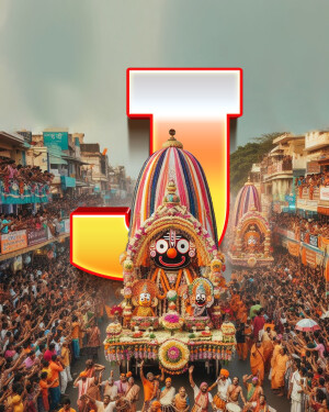 Colorful Rath Yatra chariot procession with a large crowd