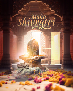 Maha Shivratri festival image with a Shiv Lingam and temple background