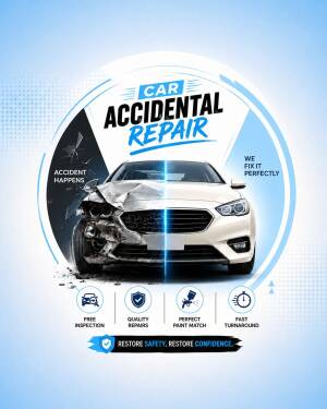 Car before and after accidental repair services advertisement