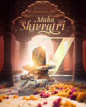 Maha Shivaratri festival image with a Shiv Lingam and temple background