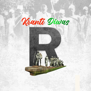 Krantidivas image with a large letter 'R' and portraits of Indian freedom fighters.