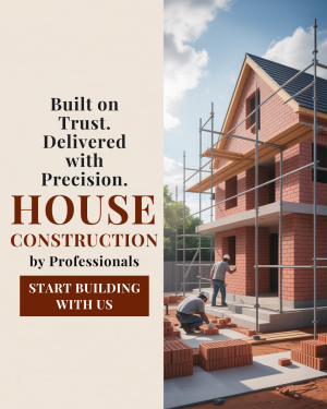 House under construction with workers and scaffolding
