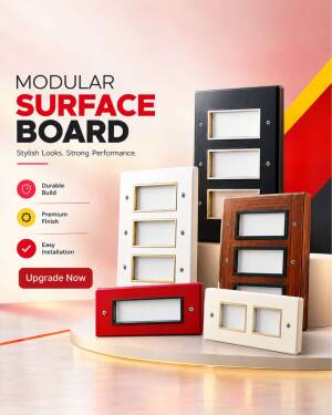 Various modular surface boards with different finishes displayed on a circular platform