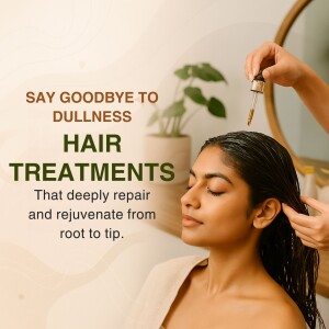 Woman receiving hair treatment with a dropper