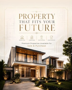 Luxury modern house architecture for real estate property sale advertisement