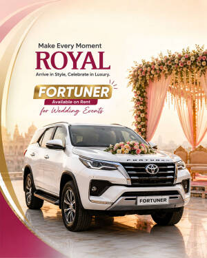 White Toyota Fortuner decorated with flowers for a wedding event car rental service