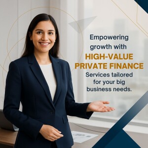 Professional woman presenting private finance solutions