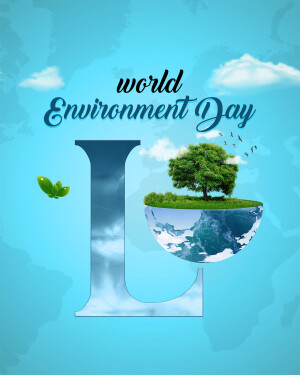 World Environment Day graphic with a tree on a globe and the letter 'L'