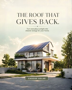 Modern house with a solar panel roof during a sunny day