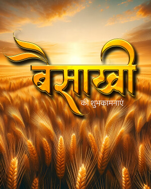 Baisakhi wishes with wheat field background
