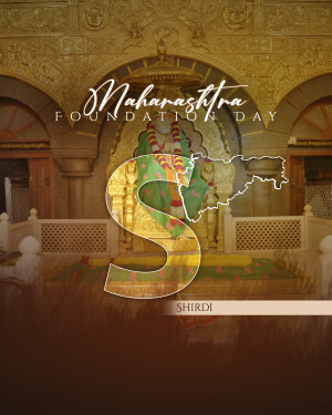 Maharashtra Foundation Day greeting with Shirdi imagery
