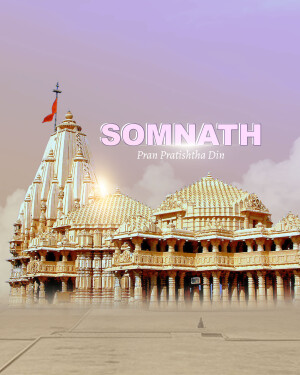 Image of Somnath Temple with text 'Somnath Pran Pratishtha Din'