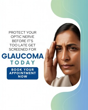 Woman concerned about her eye health, promoting glaucoma screening.