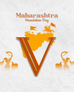 Maharashtra Foundation Day graphic with map and historical figures