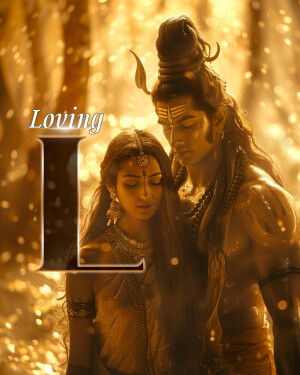 Lord Shiva and Goddess Parvati with the letter 'L'