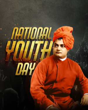 Portrait of Swami Vivekananda with 'National Youth Day' text