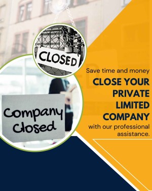 Image depicting a closed sign and a person trying to enter a closed company, promoting company closure services.