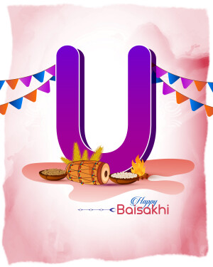 Letter U with Baisakhi decorations