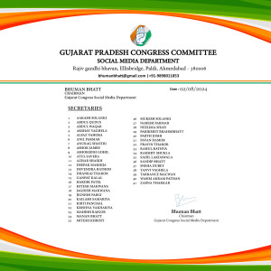 Gujarat Pradesh Congress Committee Social Media Department contact details and team members