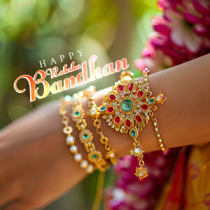 Close-up of a wrist adorned with a beautiful Rakhi bracelet during Raksha Bandhan