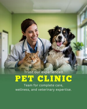 Veterinarian with a dog and cat in a clinic setting