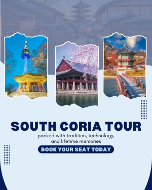 Collage of South Korean landmarks promoting a tour.
