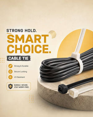 A collection of black and white industrial-grade plastic cable ties on a textured stone surface.