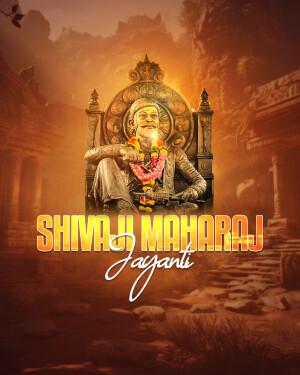 Image of Chhatrapati Shivaji Maharaj with 'Shivaji Maharaj Jayanti' text