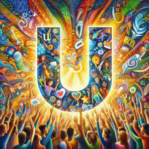 Colorful and vibrant illustration of the letter 'U' filled with imagery representing music, crowds, and the Ultra Music Festival.