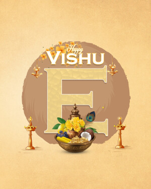Vishu festival greeting with traditional elements