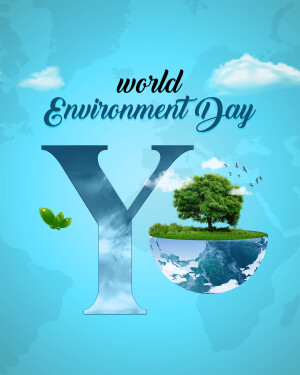 World Environment Day graphic with a letter Y incorporating a tree and globe