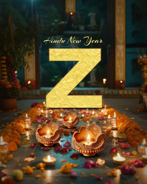 Golden 'Z' with Diwali-style decorations for Hindu New Year