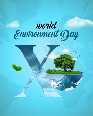 World Environment Day graphic with a large 'X' and a globe with a tree