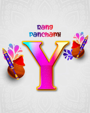 Colorful Rang Panchami graphic with the letter Y