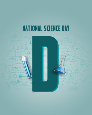 National Science Day graphic with science equipment and formulas