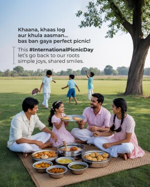 A family enjoying a picnic on a green field with food and laughter.