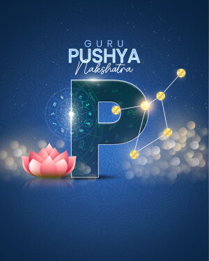 Festive graphic for Guru Pushya Nakshatra