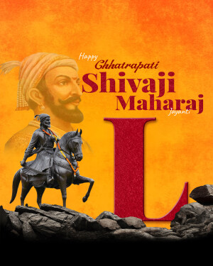 Image of Chhatrapati Shivaji Maharaj on horseback with celebratory text.