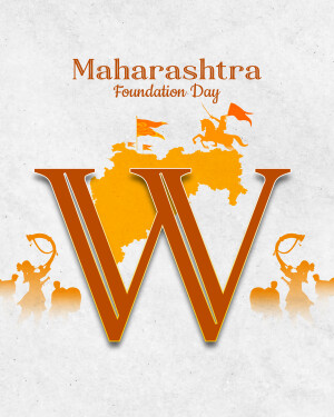 Maharashtra Foundation Day graphic with map and letter W